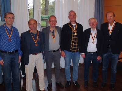 1. Open Paar BL von links nach rechts: Ingo Lüßmann - Dr. Michael Schneider (Platz 3) / Jörg Fritsche - Klaus Reps (Platz 1) / Dr. Andreas Kirmse - Helmut Häusler (Platz 2)