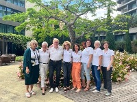 Damenteam von links: Ingrid Gromann, Karin Wenning, Coach Eckhard Böhlke, NPC Kathryn Herz, Annaïg Della Monta, Susanne Kriftner, Gisela Smykalla, Mieke Plath